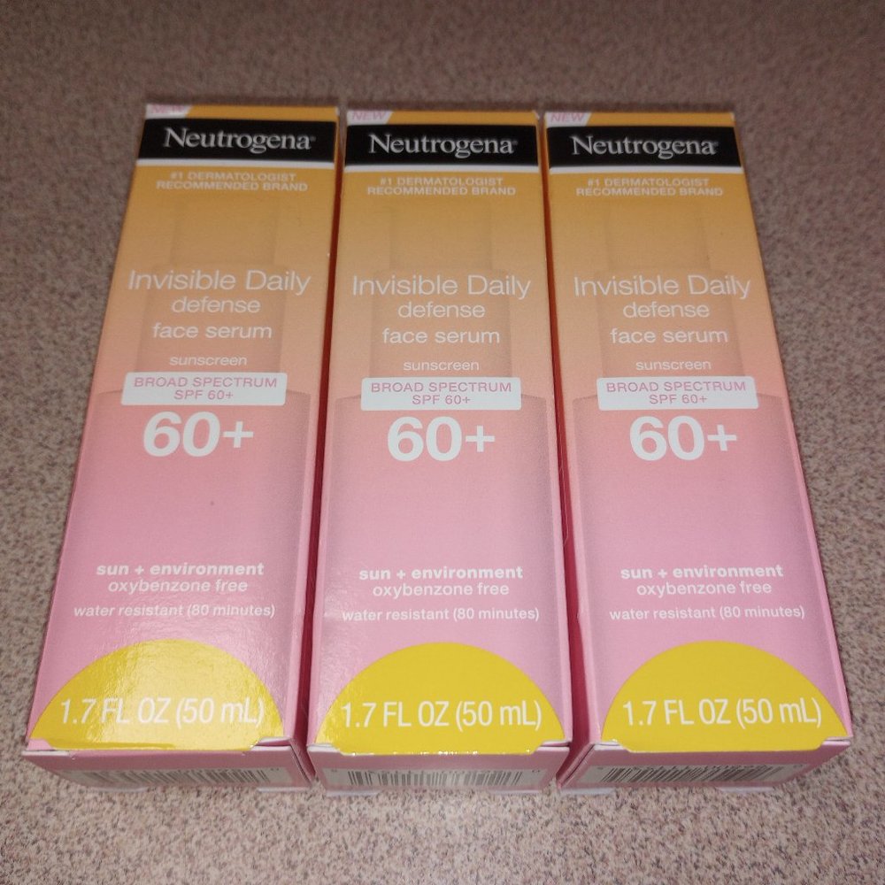 NEW Neutrogena Invisible Daily Defense Face Serum Sunscreen SPF 60+ Lot of 3